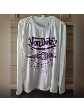 White and Purple Graphic Shirt Size S